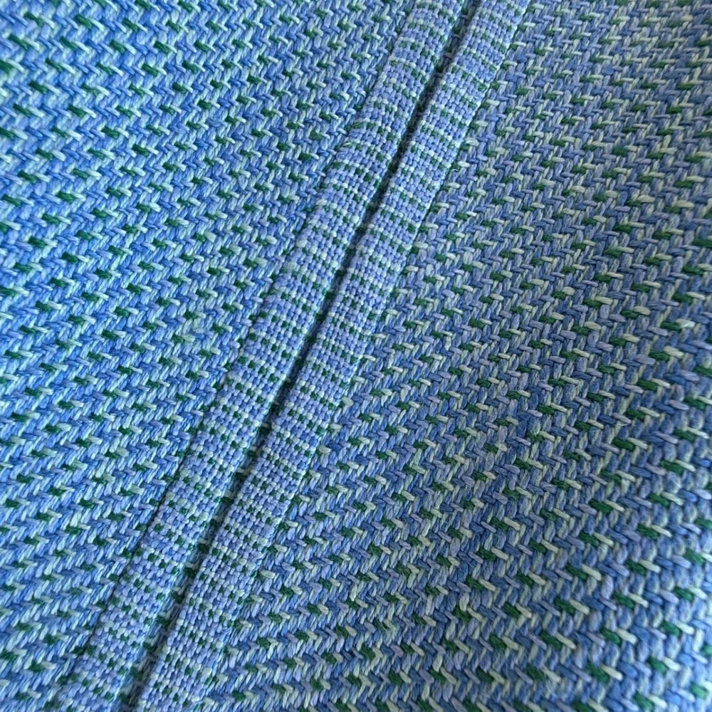 Set of 4 Woven Blue Green Placemats Rectangular Textured Table Linens 19x14